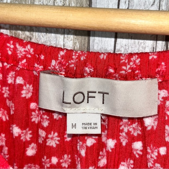 LOFT Smocked Floral Dot Peasant Blouse - Picture 5 of 5
